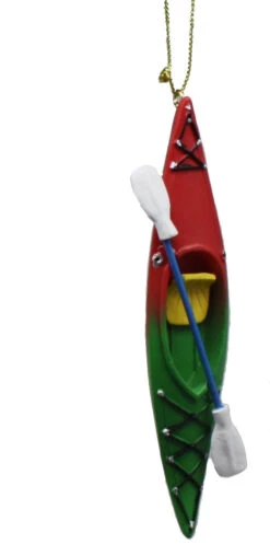 Kurt Adler Resin 5 Inch Kayak Ornament - Green