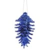 3 Count Glittered Natural Pinecone Ornament - Blue