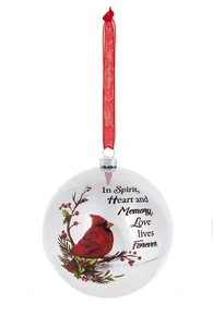 Cardinal Ball Ornament - Love Lives Forever