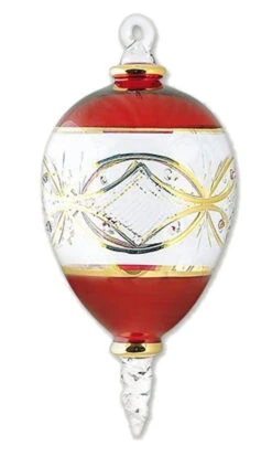 Gold Etched Oval With Stiple - Christmas Red - Full Size