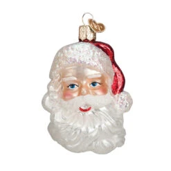 Mid Century Santa Head Glass Ornament