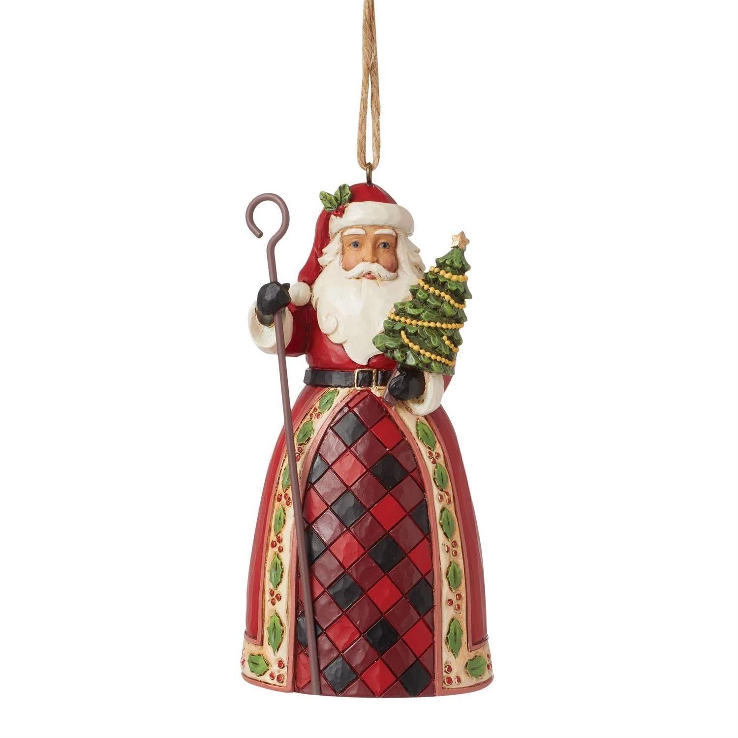 Highland Glen Santa With Cane And Christmas Tree Ornament 1 Highland Glen Santa With Cane And Christmas Tree Ornament