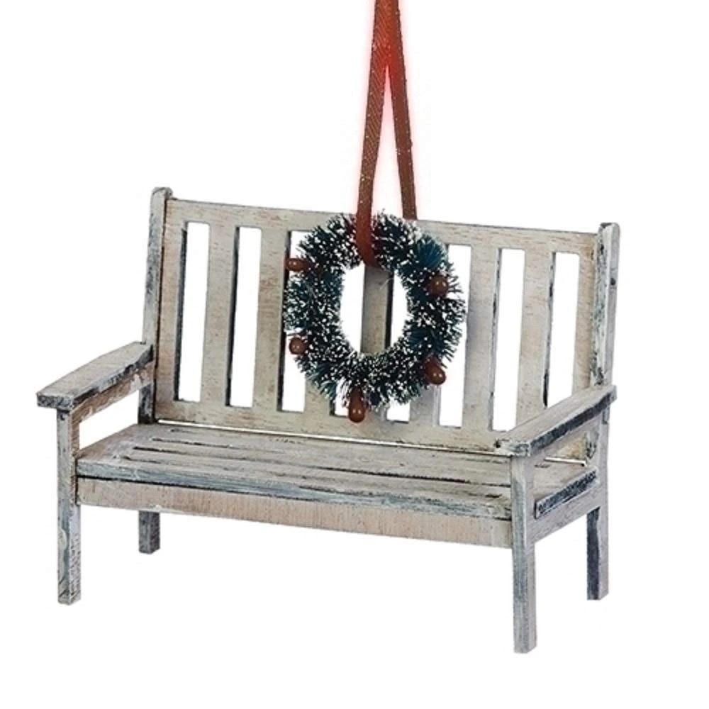 Roman Christmas Bench Ornament With Wreath 1 Roman Christmas Bench Ornament With Wreath