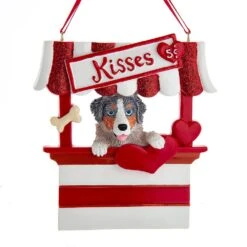 Kurt Adler Dog Kisses - Kissing Booth Ornament - Australian Shepherd