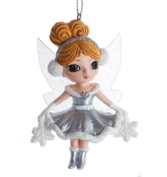 Kurt Adler Silver Fairy Elves Ornament - 2 Kurt Adler Silver Fairy Elves Ornament - - Image 2
