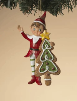 Vintage Style Elf Ornament - Christmas Cookie