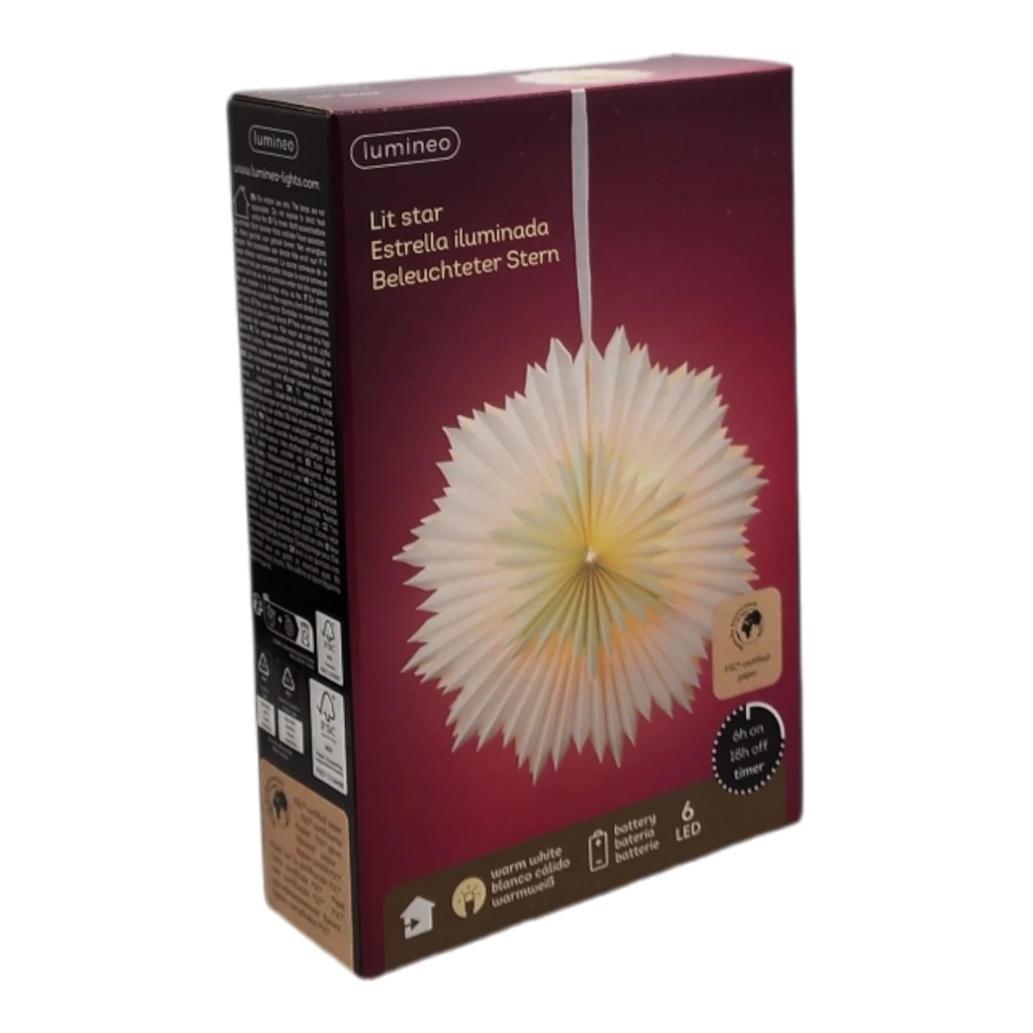 Lumineo LED Lighted Paper Bi-level Star -16 Inch 2 Lumineo LED Lighted Paper Bi-level Star -16 Inch - Image 2