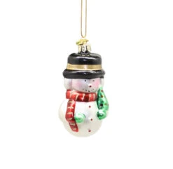 Kurt Adler 3 Inch Boxed Glass Ornament - Snowman With Tree