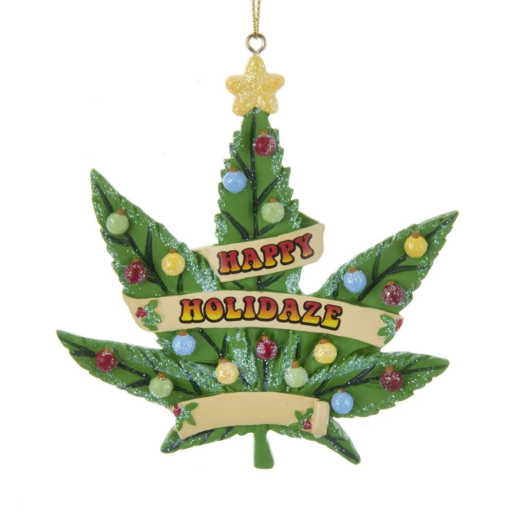 Kurt Adler Happy Holidaze Cannabis Leaf Ornament 2 Kurt Adler Happy Holidaze Cannabis Leaf Ornament - Image 2