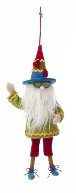 Kurt Adler Gnome Wearing Sunglasses Ornament - Green