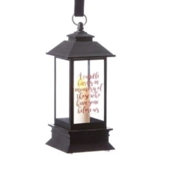Roman 5 Inch Black Memorial Lantern With LED Candle