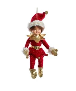 Kurt Adler Kringles Red And Gold Elf Ornament