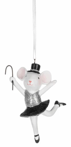 Dancing Mouse Ornaments - Black And Slver Dress