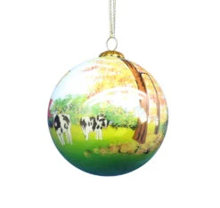 Hand Painted Glass Globe Ornament - Vermont Collage