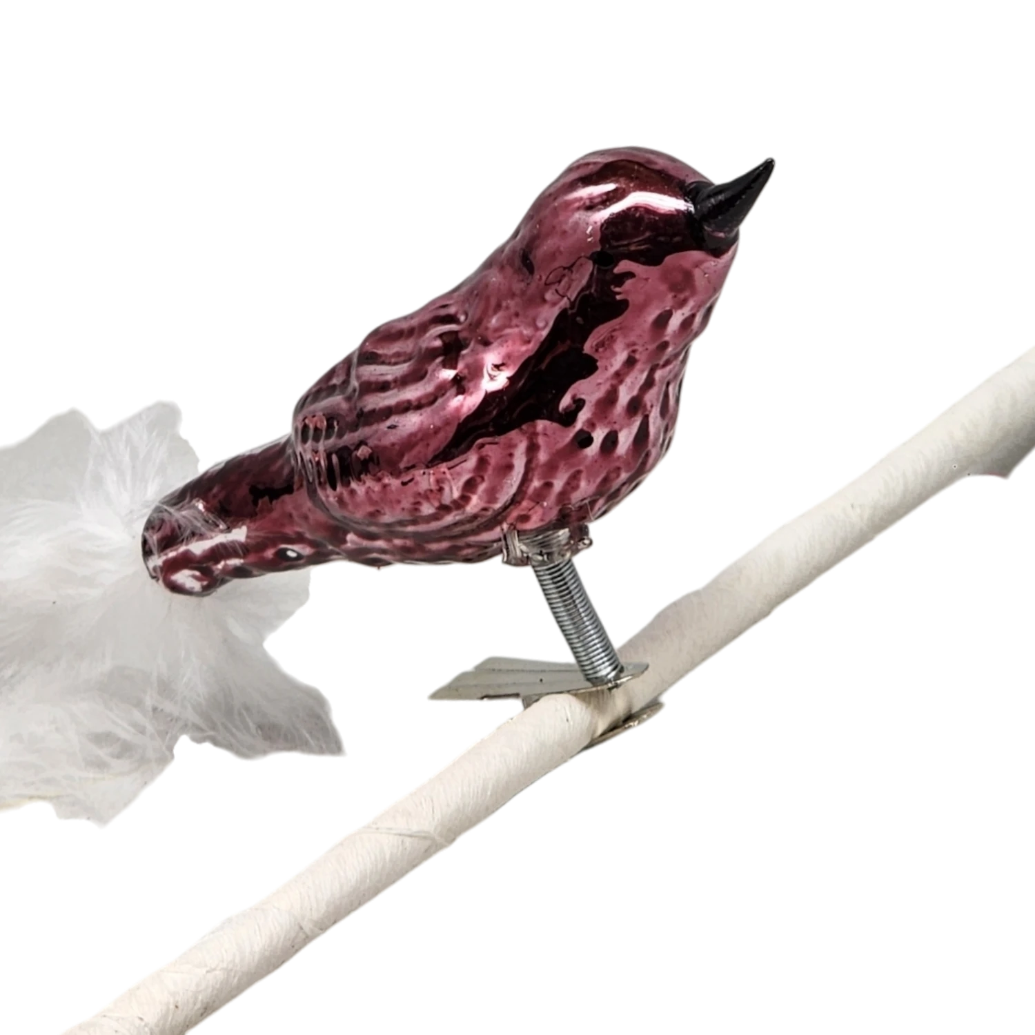 Glass And Enamel Clip On Bird Ornament Set - Pink And Red 4 Glass And Enamel Clip On Bird Ornament Set - Pink And Red - Image 4