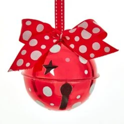 Kurt Adler Red And White Polka Dot Bell Ornament