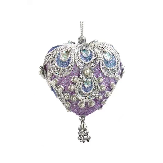 Kurt Adler Lavender Paisley Ornament - Heart 1 Kurt Adler Lavender Paisley Ornament - Heart