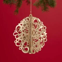 4" Wooden Star Snowflake Ornament