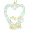 Kurt Adler Spunglass Ornament - Gold Heart With Swans