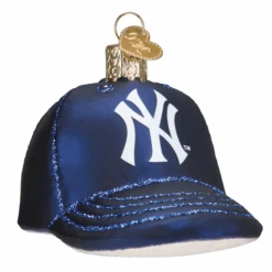 New York Yankees Baseball Cap Glass Ornament
