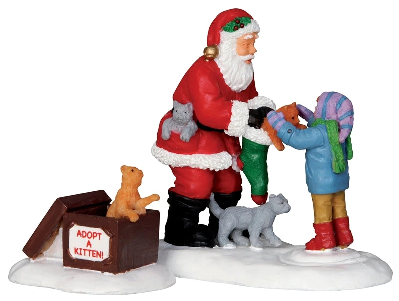 Lemax Santa And Kittens - 2 Piece Set 1 Lemax Santa And Kittens - 2 Piece Set