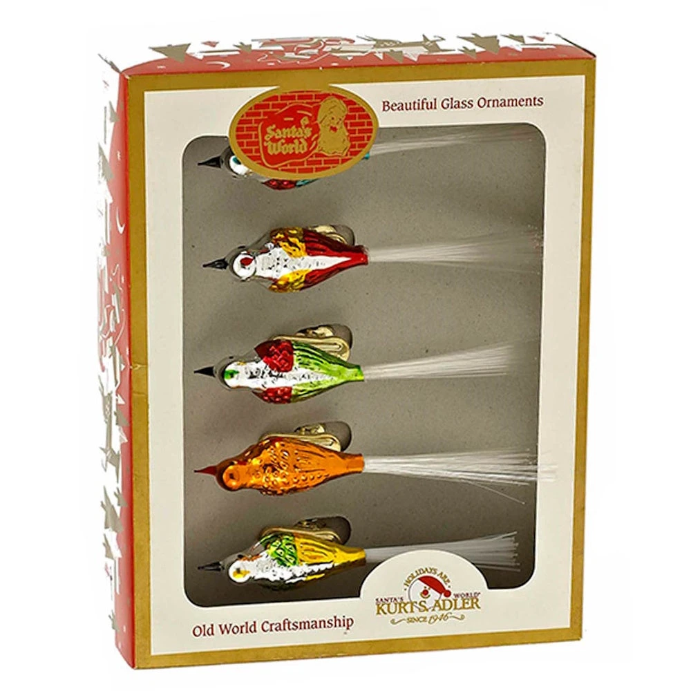 Kurt Adler Colorful Glass Bird Clip-On Ornaments - 5 Piece Set 2 Kurt Adler Colorful Glass Bird Clip-On Ornaments - 5 Piece Set - Image 2