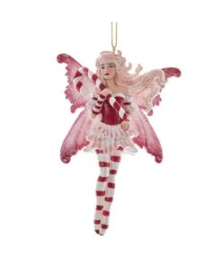 Red Fairy With Candy Cane Ornament