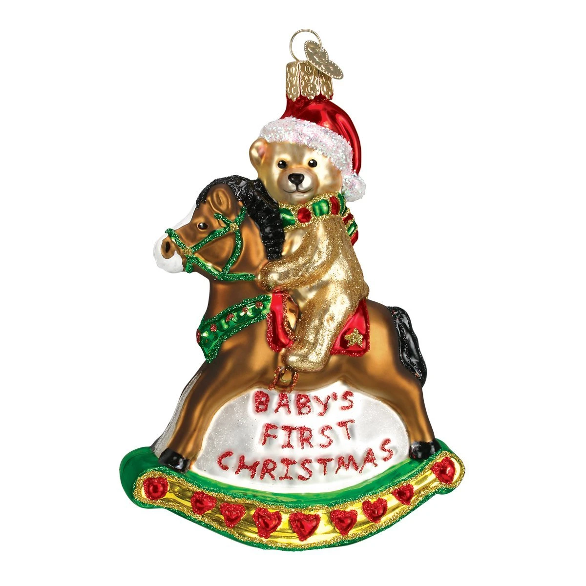 Babys First Christmas Rocking Horse Teddy Glass Ornament 4 Babys First Christmas Rocking Horse Teddy Glass Ornament - Image 4