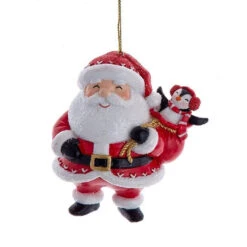 Kurt Adler Jovial Santa Ornament With Penguin