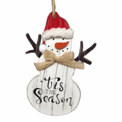 Charming Wooden Snowman Ornament