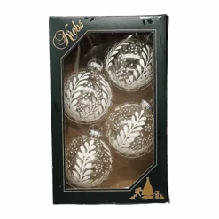 Krebs Value Glass Ball 4 Pack - Snowy Botanical On White