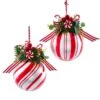 Kurt Adler Peppermint Glass Ball With Candy And Greenery Ornament -