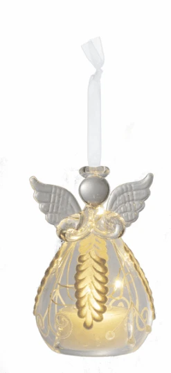 LED Glass Angel Pine Cone Ornament - Style A