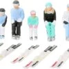 6 Piece Sitting Figurines With Skis - Blue