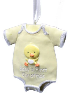 Roman Baby's First Christmas Onesie Ornament - Yellow - Duck