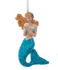 Kurt Adler Mermaid With Glittered Tail Ornament - Sea Green