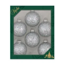 Silver Spangle 2 5/8" (67mm) Glass Ball Ornaments - Set Of 6