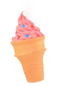 Kurt Adler Foam Ice Cream Cone Ornament - Strawberry With Hearts And Stars
