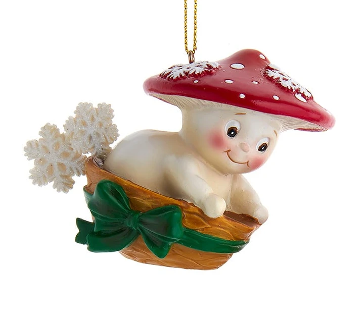 Merry Little Mushroom Ornament - Sledding In A Bowl 1 Merry Little Mushroom Ornament - Sledding In A Bowl