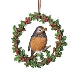 Roman 4.25 Inch Robin In A Berry Wreath