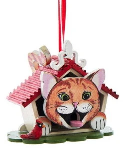 Kurt Adler Cat Birdhouse Ornament - Tabby