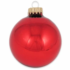 Christmas By Krebs 2 5/8 Glass Balls - Gold Caps - Christmas Red - 8 Pack