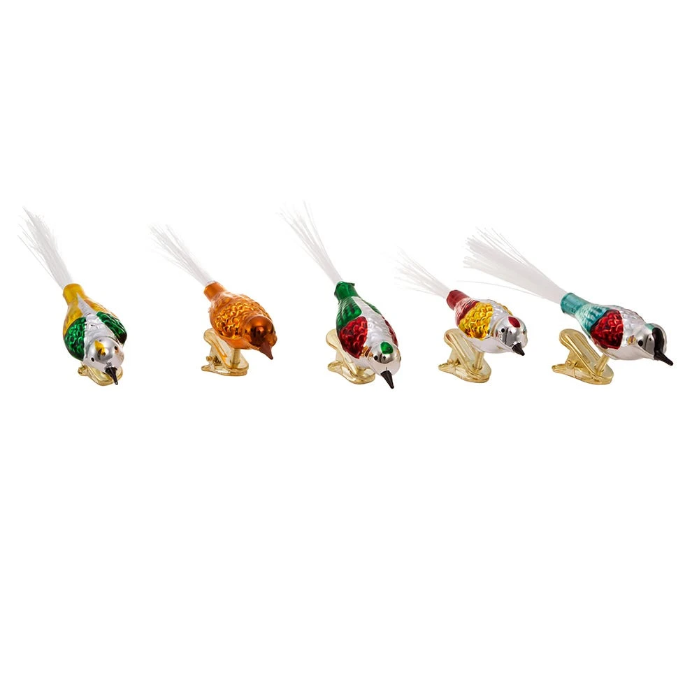 Kurt Adler Colorful Glass Bird Clip-On Ornaments - 5 Piece Set 1 Kurt Adler Colorful Glass Bird Clip-On Ornaments - 5 Piece Set