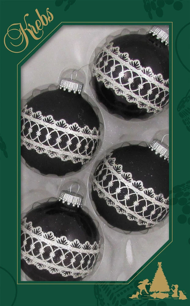 Krebs Value Glass Ball 4 Pack - Fancy Band Black And Silver 2 Krebs Value Glass Ball 4 Pack - Fancy Band Black And Silver - Image 2