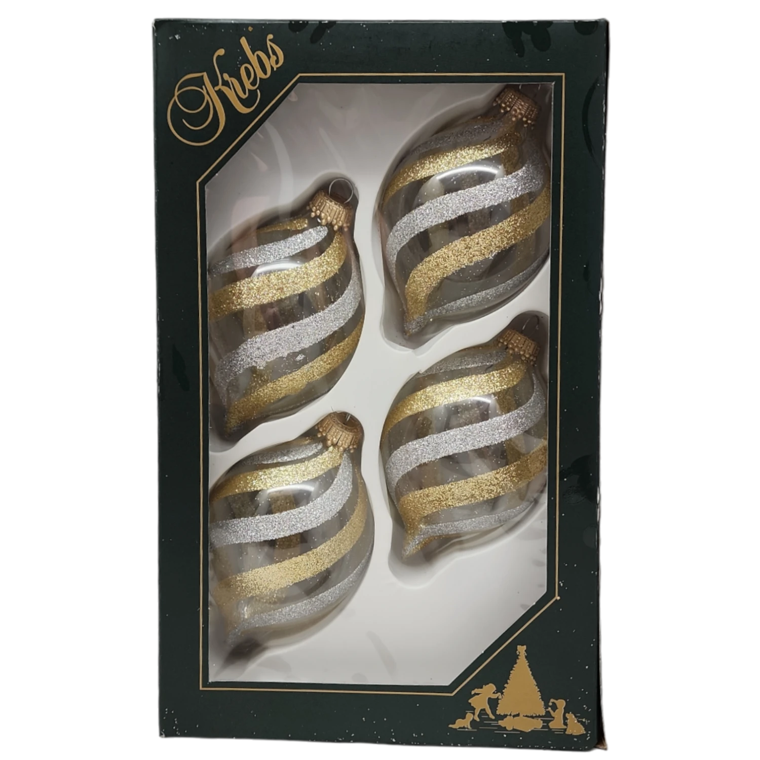 Krebs Value Glass Onion 4 Pack - Silver And Gold Swirl 1 Krebs Value Glass Onion 4 Pack - Silver And Gold Swirl