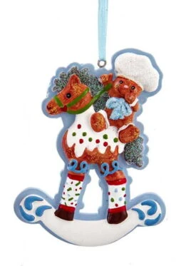 Kurt Adler Gingerbread Boy On Rocking Horse Ornament