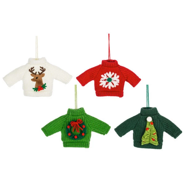 Knit Christmas Sweater Ornament - 1 Knit Christmas Sweater Ornament -