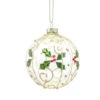 Holly Berry Glass Ornament Ball