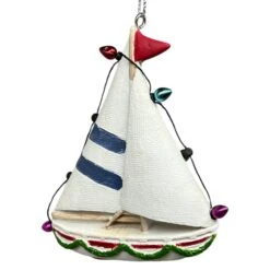 White Sailboat Ornament