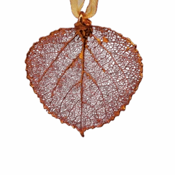 Copper Aspen Leaf With Sheer Ribbon Ornament